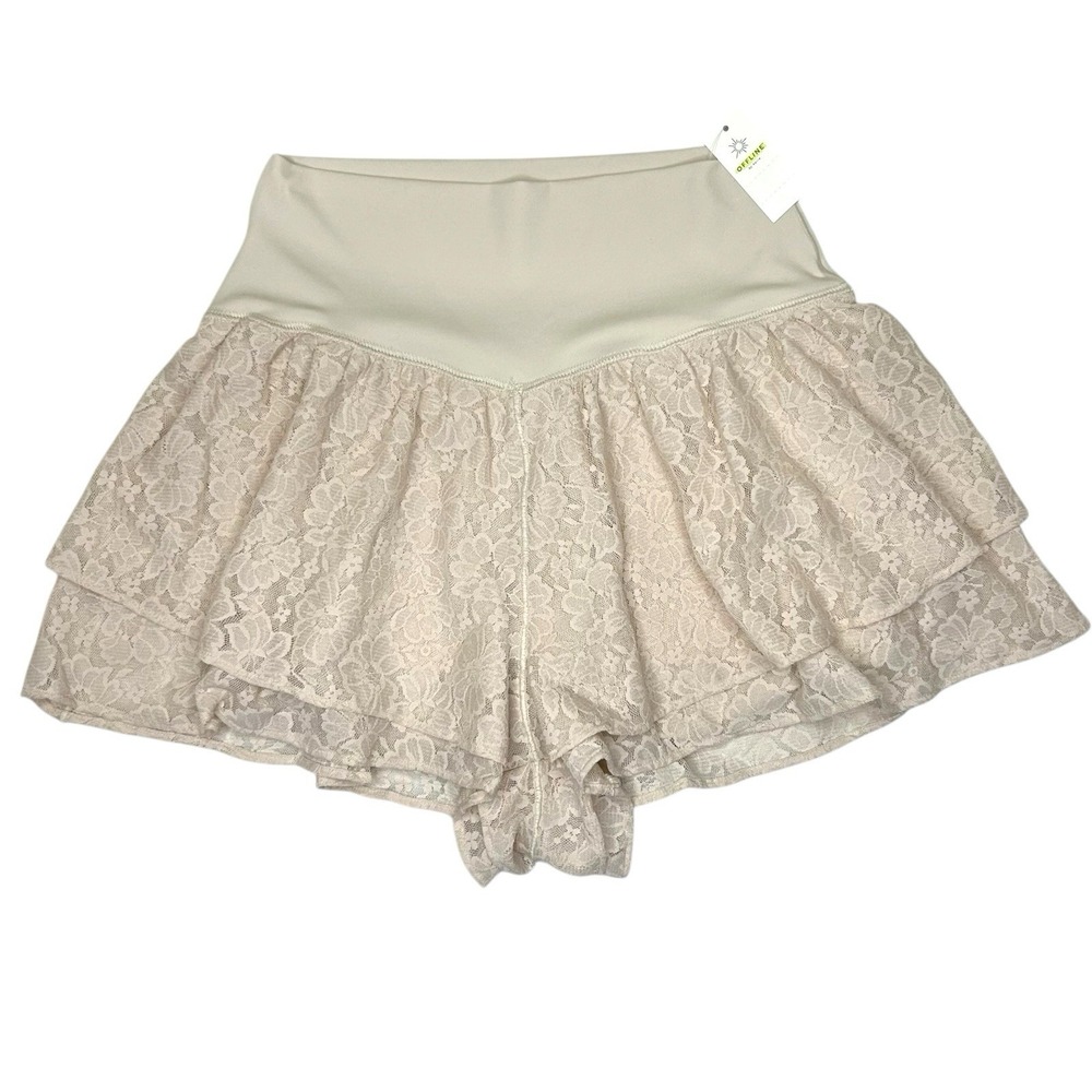 Aerie AEO Real Me Cake Batter Cream Layered Lace Flowy Shorts Small NWT Coquette - Picture 11 of 13